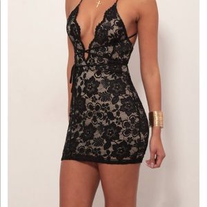 Black Lace Backless Tie Up Dress Lucy In The Sky